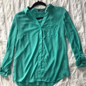 NWT The Limited aqua button-down blouse size S